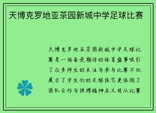 天博克罗地亚茶园新城中学足球比赛
